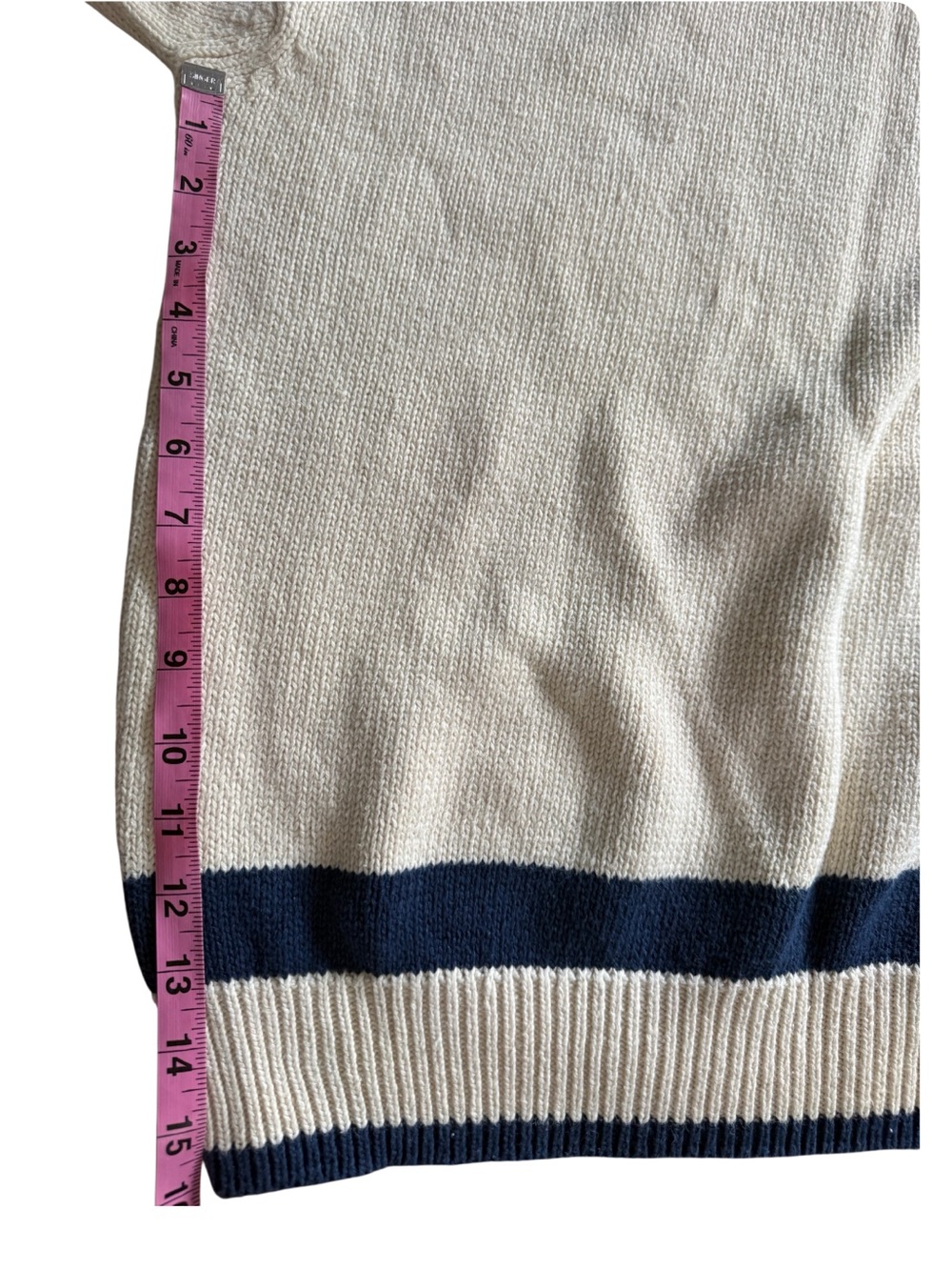 Notre Dame Vintage Men's Cream Knit Sweater with Navy Trim-Size L - Picture 9 of 10